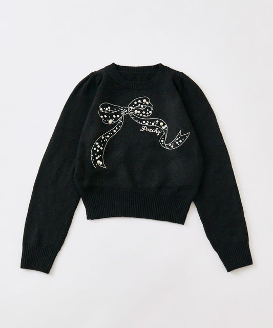 亮片蝴蝶結針織衫