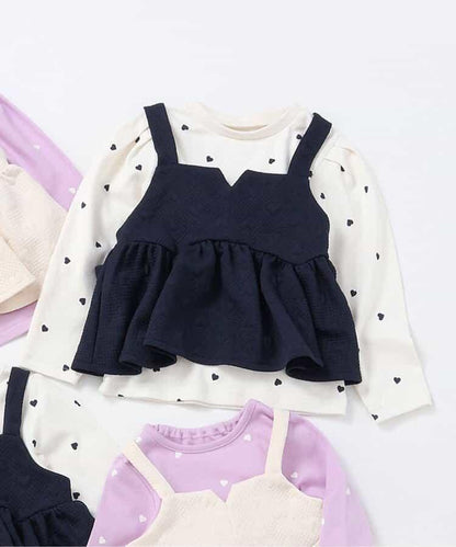 愛心絎縫吊帶背心&全印花內搭2件套