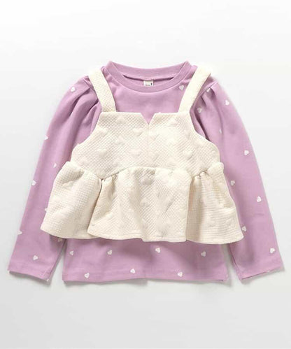 愛心絎縫吊帶背心&全印花內搭2件套