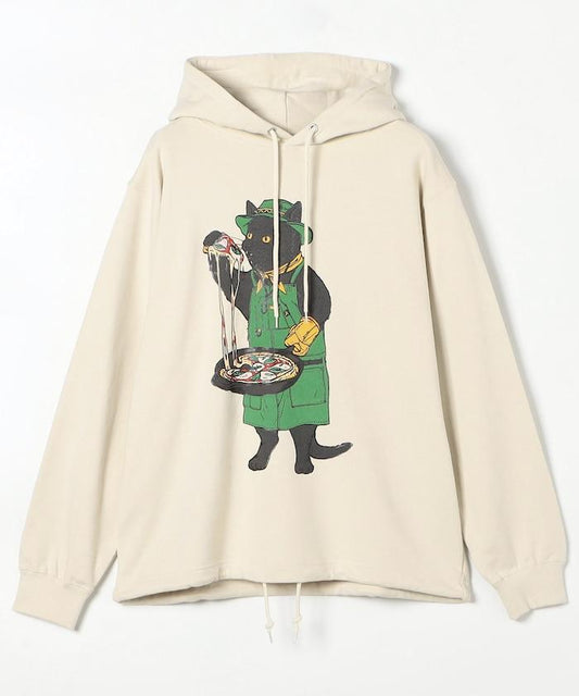 CAT下襬抽繩連帽衛衣 /