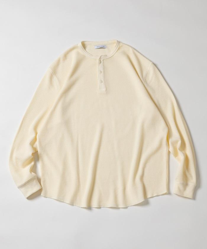 寬鬆版型水洗色華夫格長袖T恤