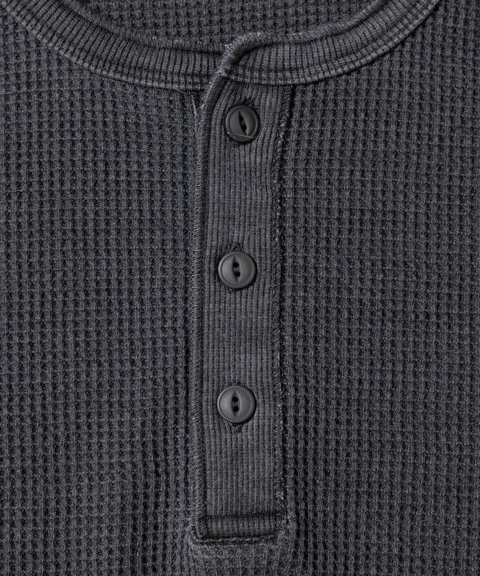 寬鬆版型水洗色華夫格長袖T恤