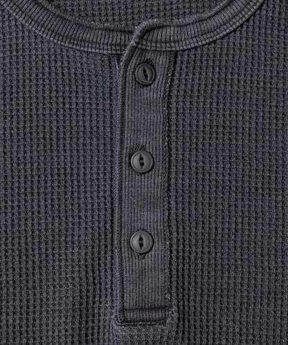 寬鬆版型水洗色華夫格長袖T恤