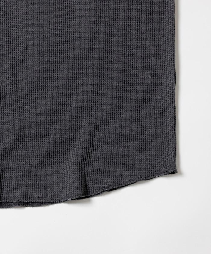 寬鬆版型水洗色華夫格長袖T恤