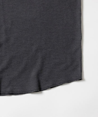 寬鬆版型水洗色華夫格長袖T恤