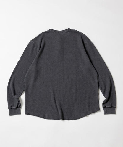 寬鬆版型水洗色華夫格長袖T恤