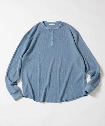 寬鬆版型水洗色華夫格長袖T恤