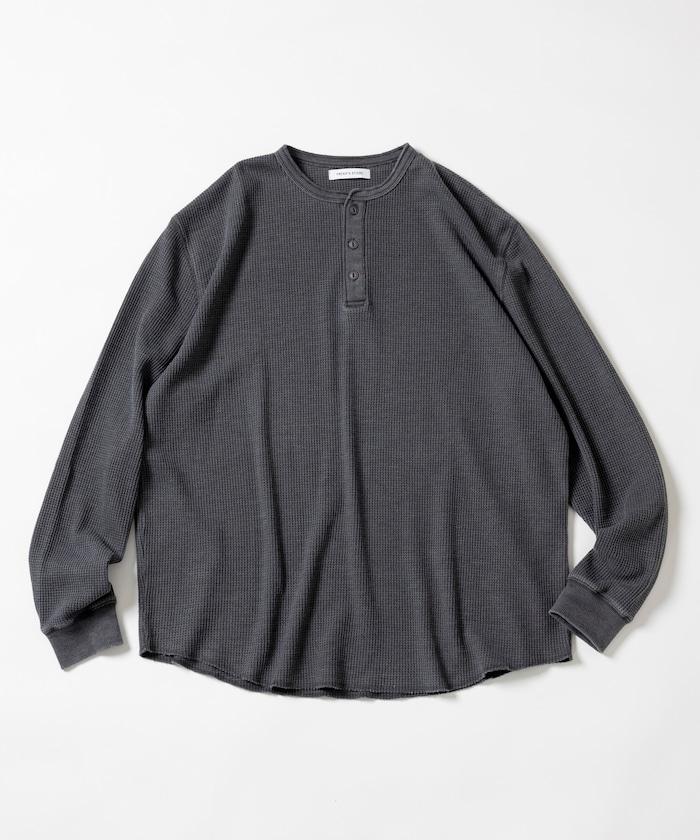 寬鬆版型水洗色華夫格長袖T恤