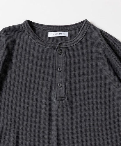 寬鬆版型水洗色華夫格長袖T恤