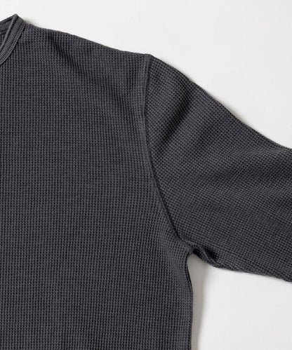 寬鬆版型水洗色華夫格長袖T恤