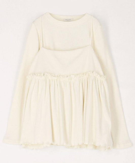 【套裝商品】軍風羅紋2WAY吊帶背心套裝 長袖T恤