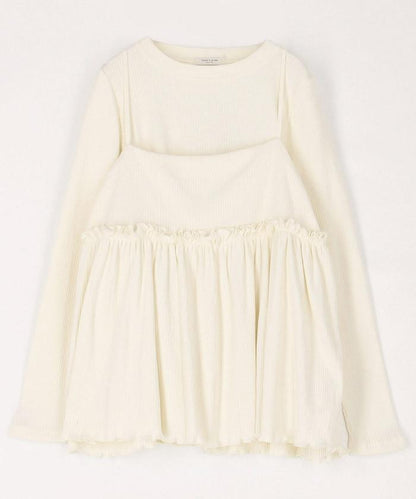 【套裝商品】軍風羅紋2WAY吊帶背心套裝 長袖T恤