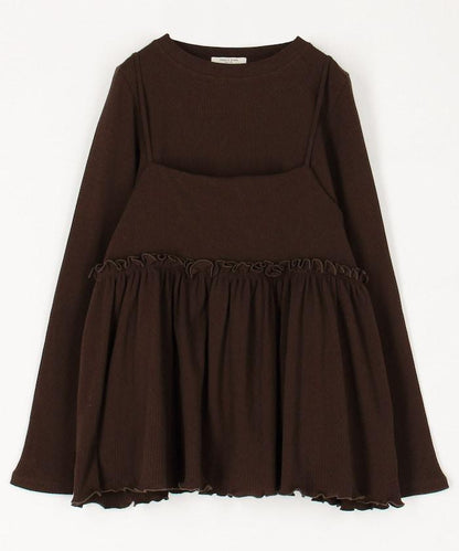 【套裝商品】軍風羅紋2WAY吊帶背心套裝 長袖T恤