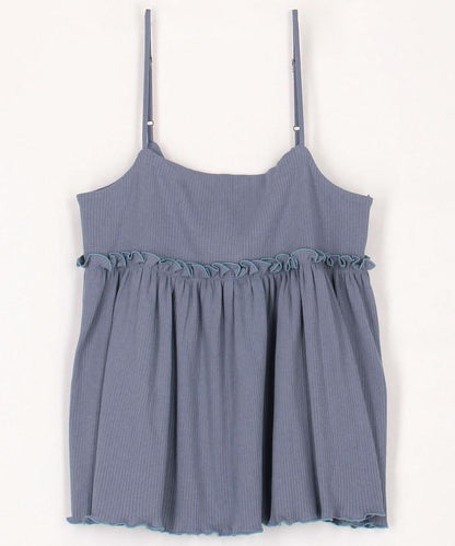 【套裝商品】軍風羅紋2WAY吊帶背心套裝 長袖T恤