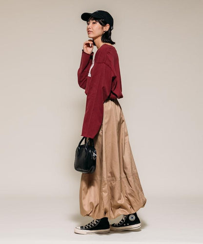 復古V領字母長袖T恤