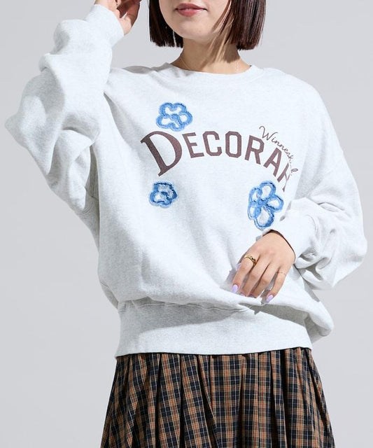 牛仔花卉圖案標誌衛衣