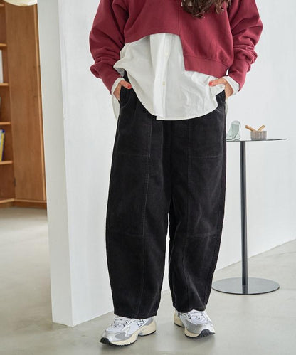 燈芯絨燈籠褲/弧形褲