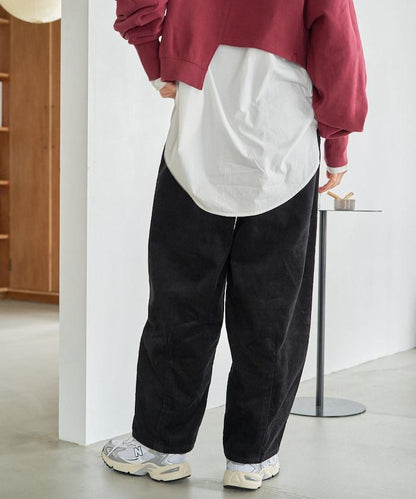 燈芯絨燈籠褲/弧形褲