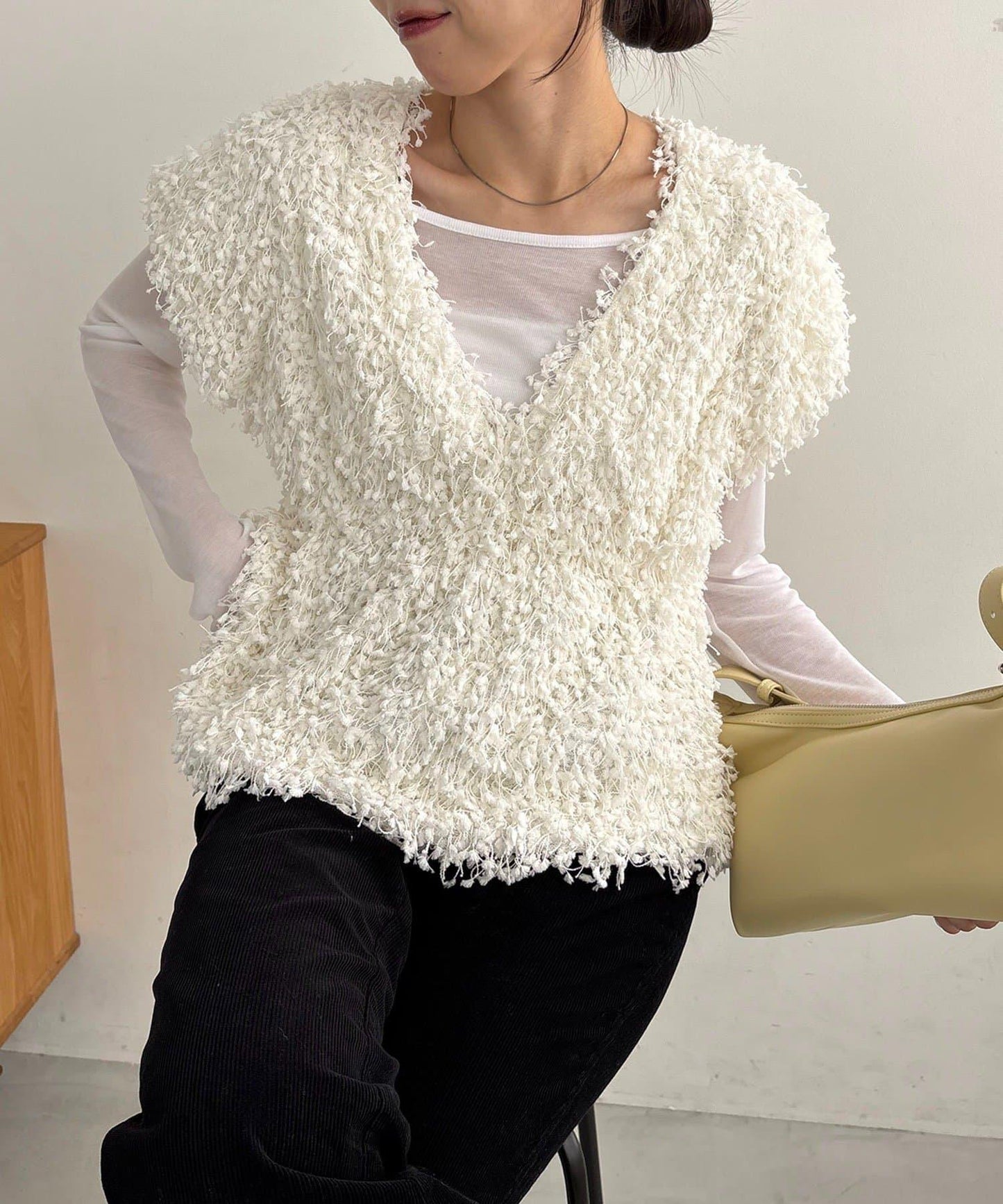 【適合長季節穿著】圈圈紗流蘇上衣