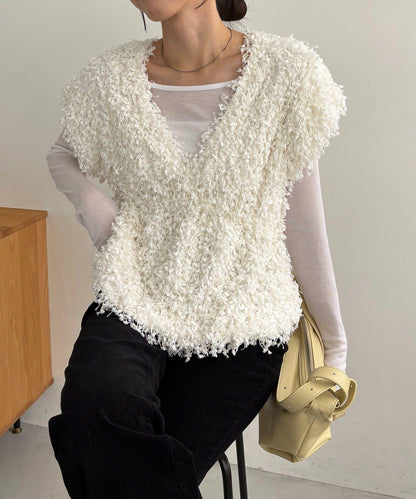 【適合長季節穿著】圈圈紗流蘇上衣