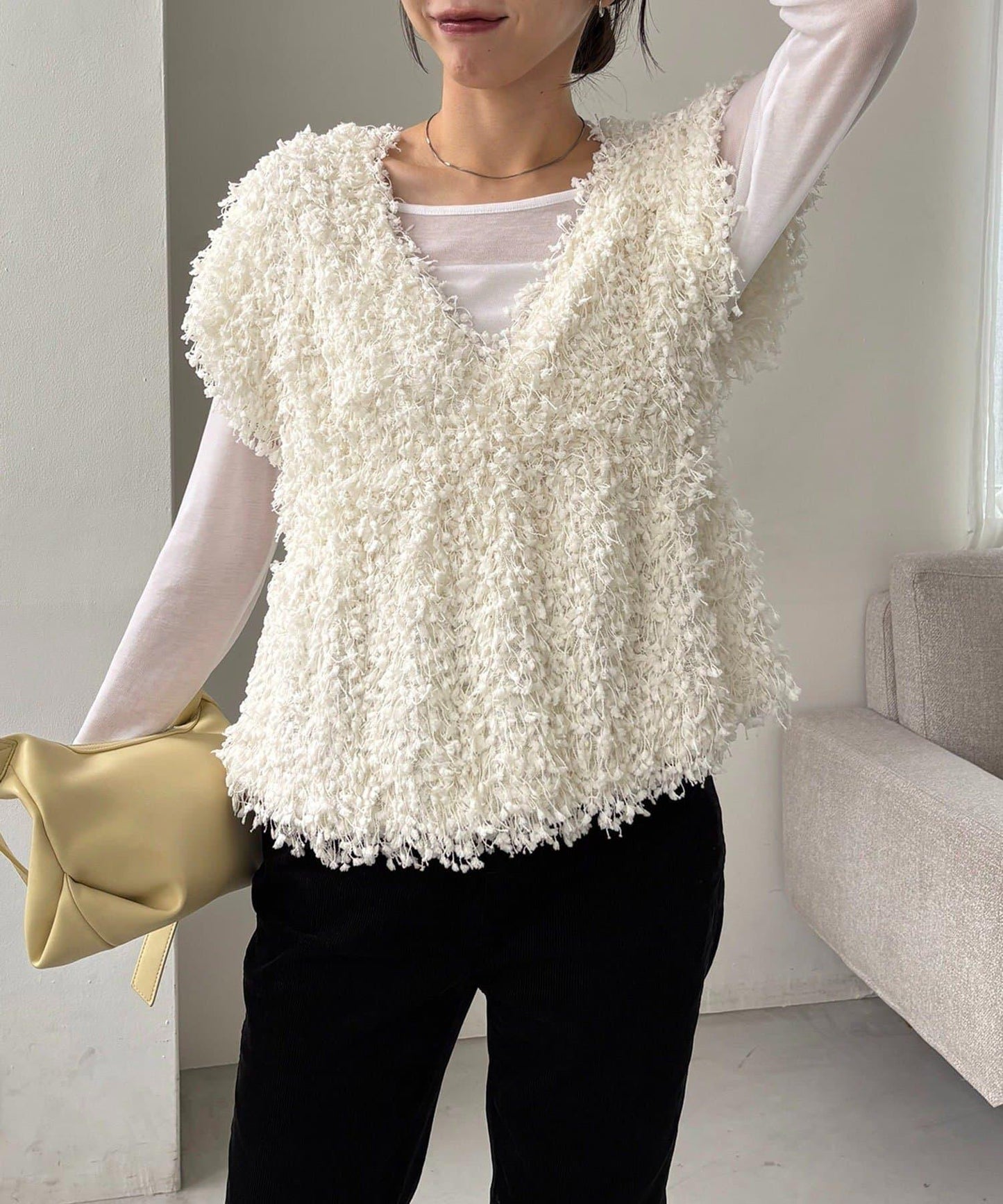 【適合長季節穿著】圈圈紗流蘇上衣