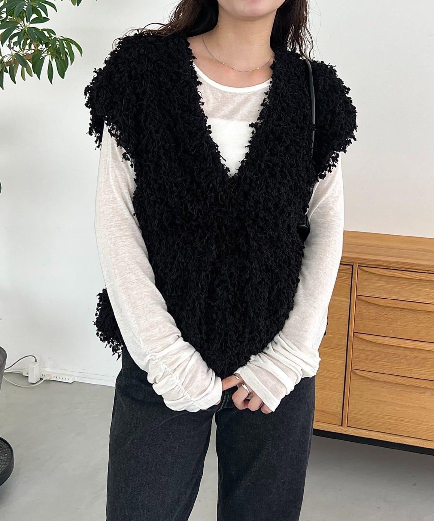 【適合長季節穿著】圈圈紗流蘇上衣