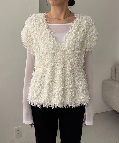 【適合長季節穿著】圈圈紗流蘇上衣