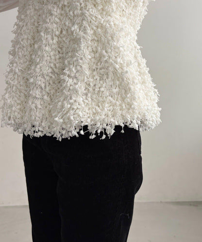 【適合長季節穿著】圈圈紗流蘇上衣