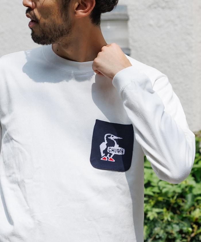 CHUMS×FREAK'S STORE特別款 Booby Bird針織口袋圓領長袖T恤