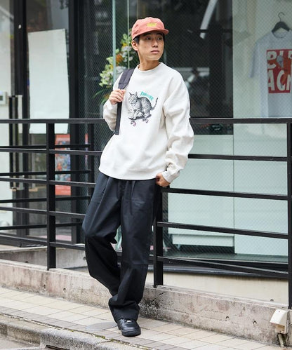 THRASHER×FREAK'S STORE / THRASHER 聯名特別款寬鬆版型印花圓領衛衣 / CAT