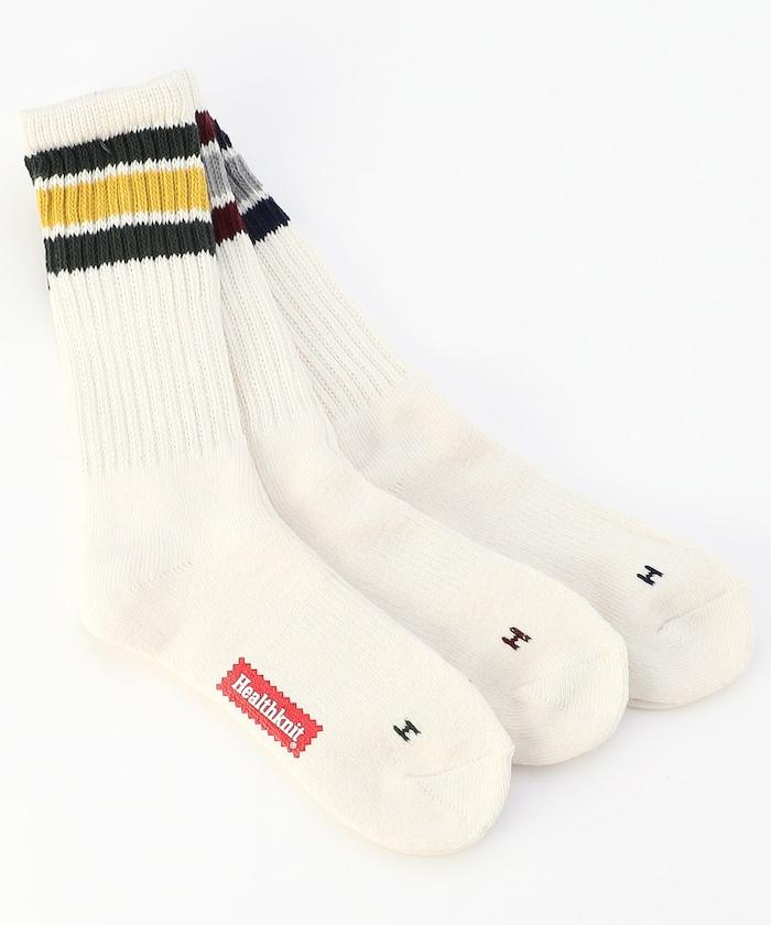 拼色三條紋中筒襪（適合25.0-27.0cm）