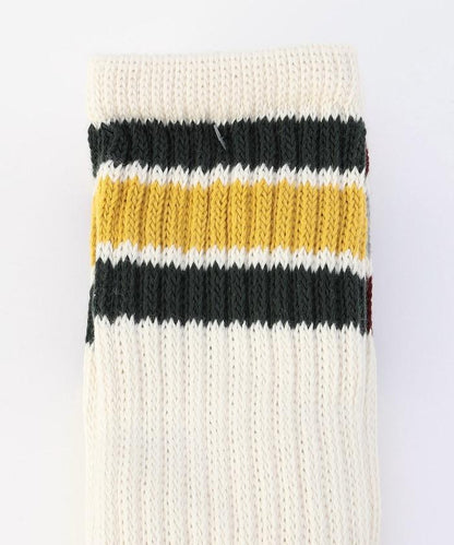 拼色三條紋中筒襪（適合25.0-27.0cm）