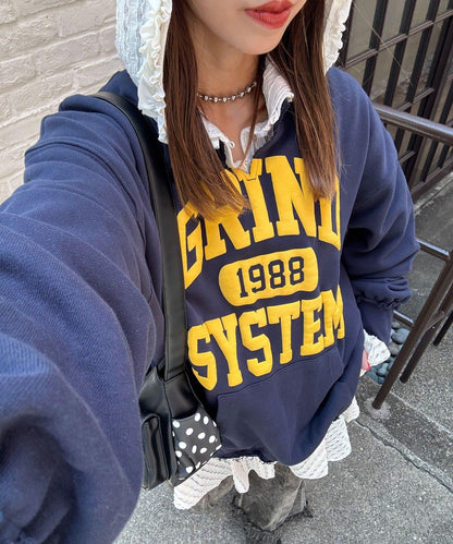 寬鬆學院風開衫衛衣