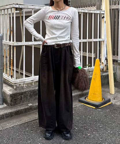 蕾絲拼接標誌修身上衣