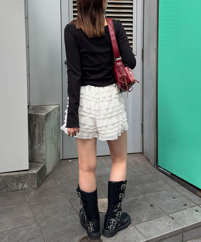 蕾絲拼接標誌修身上衣