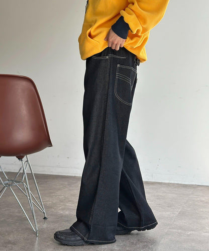 復古風寬鬆牛仔褲