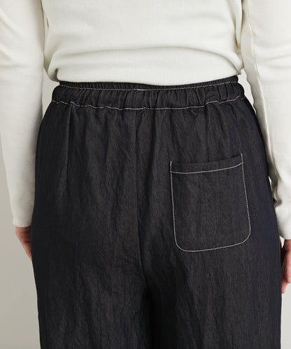 舒適穿著感亮面牛仔闊腿褲