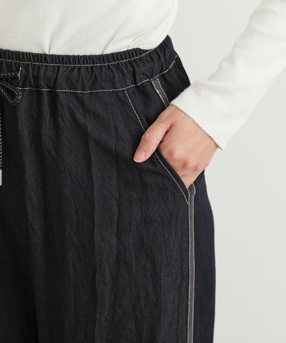 舒適穿著感亮面牛仔闊腿褲