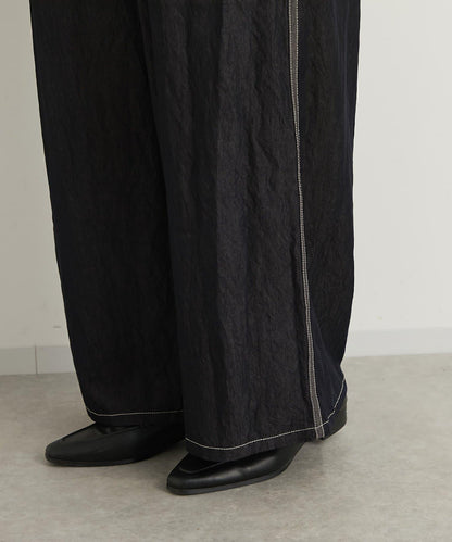 舒適穿著感亮面牛仔闊腿褲