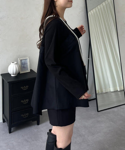 不規則下襬荷葉邊拼接A字羅紋長袖T恤