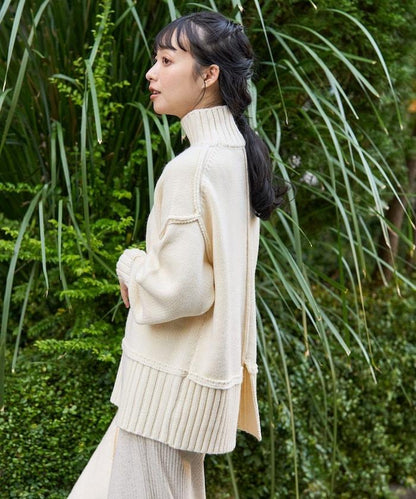 高領寬鬆針織衫
