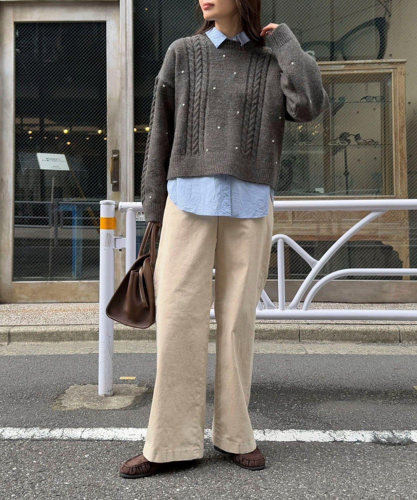 愛心刺繡圖案針織套頭衫