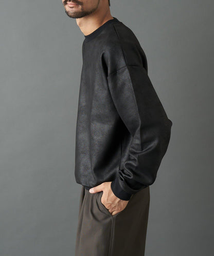 仿皮塗層長袖套頭衫