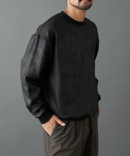 仿皮塗層長袖套頭衫