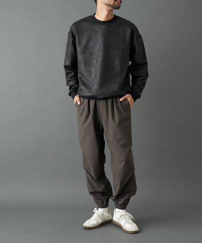 仿皮塗層長袖套頭衫