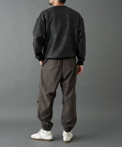 仿皮塗層長袖套頭衫