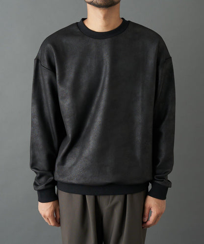 仿皮塗層長袖套頭衫