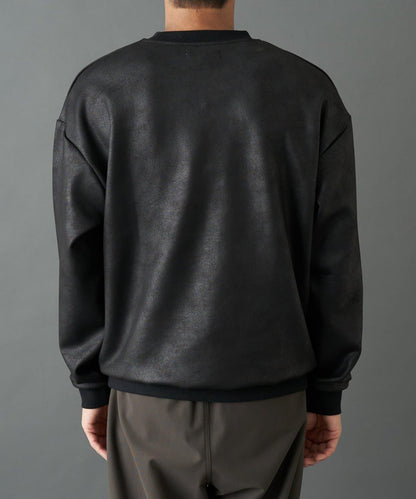 仿皮塗層長袖套頭衫