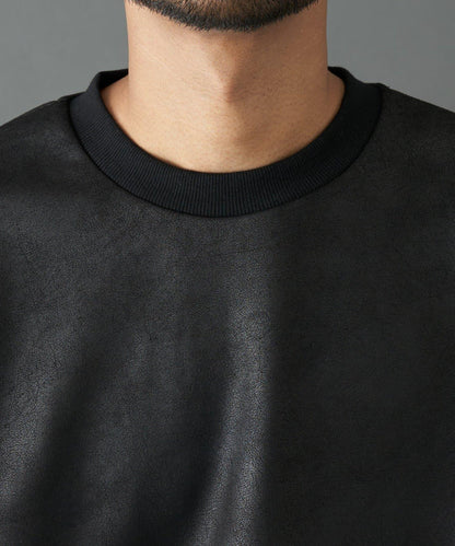 仿皮塗層長袖套頭衫