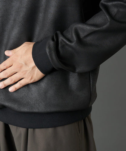 仿皮塗層長袖套頭衫